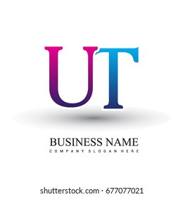 initial letter logo UT colored red and blue, Vector logo design for your business or company identity.