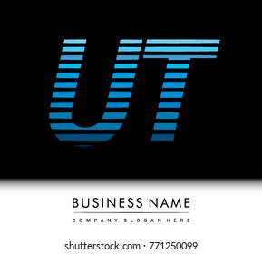 initial letter logo UT colored blue with striped compotition, Vector logo design template elements for your business or company identity
