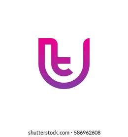 initial letter logo ut, tu, t inside u rounded lowercase purple pink