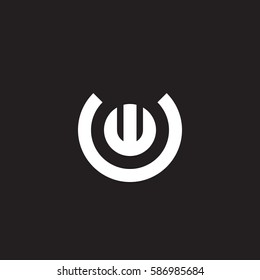 initial letter logo uw, wu, w inside u rounded lowercase white black background