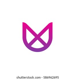 initial letter logo ux, xu, x inside u rounded lowercase purple pink
