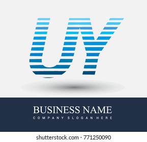 initial letter logo UY colored blue with striped compotition, Vector logo design template elements for your business or company identity
