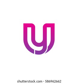 initial letter logo uy, yu, y inside u rounded lowercase purple pink