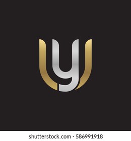 initial letter logo uy, yu, y inside u rounded lowercase logo gold silver