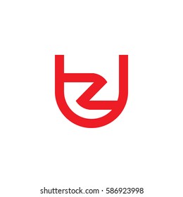 initial letter logo uz, zu, z inside u rounded lowercase red flat