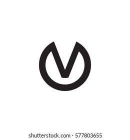 initial letter logo v inside circle shape, ov, vo, v inside o rounded lowercase black monogram