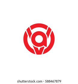 initial letter logo va, av, a inside v rounded lowercase red flat