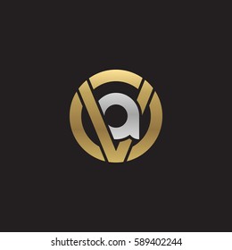 initial letter logo va, av, a inside v rounded lowercase logo gold silver
