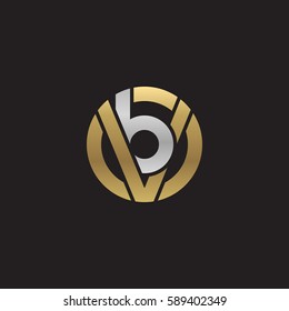 initial letter logo vb, bv, b inside v rounded lowercase logo gold silver