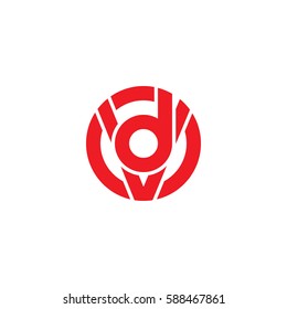 initial letter logo vd, dv, d inside v rounded lowercase red flat