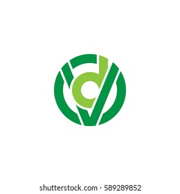 initial letter logo vd, dv, d inside v rounded lowercase green flat