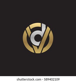 initial letter logo vd, dv, d inside v rounded lowercase logo gold silver