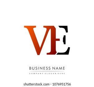 initial letter logo VE colored red and black, Vector logo design template elements for your business or company identity