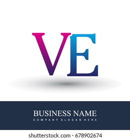 initial letter logo VE colored red and blue, Vector logo design for your business or company identity.