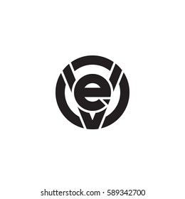 initial letter logo ve, ev, e inside v rounded lowercase black monogram