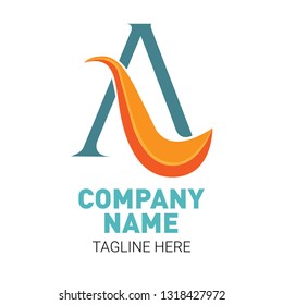 Initial letter A logo vector design template with green orange colour