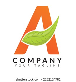 Initial letter A logo vector design template with green leaf illustration. suitable for food and drink company