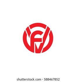 initial letter logo vf, fv, f inside v rounded lowercase red flat