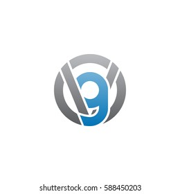 initial letter logo vg, gv, g inside v rounded lowercase blue gray