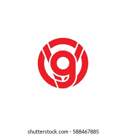 initial letter logo vg, gv, g inside v rounded lowercase red flat