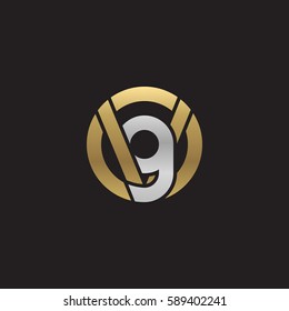 Anfangsbuchstabe Logo vg, gv, g innen v abgerundetes Kleinbuchstabe Logo gold silber