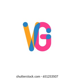Initial letter logo VG overlapping round line, yellow blue magenta