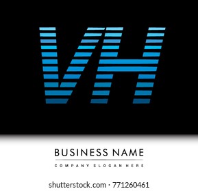 initial letter logo VH colored blue with striped compotition, Vector logo design template elements for your business or company identity
