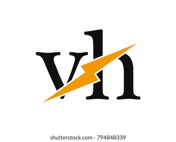 Initial letter logo vh lowercase thunder vector design