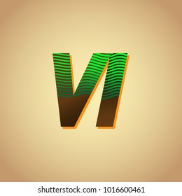 initial letter logo VI colored green and brown with striped composition, Vector logo design template elements for your business or company identity