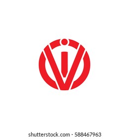 initial letter logo vi, iv, i inside v rounded lowercase red flat