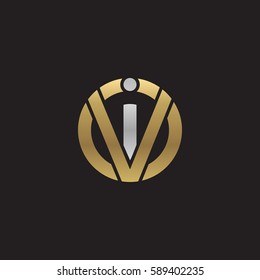 initial letter logo vi, iv, i inside v rounded lowercase logo gold silver