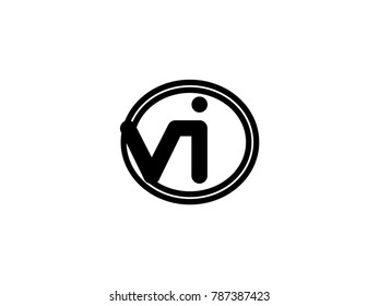 Initial letter logo vi lowercase in a black oval circle