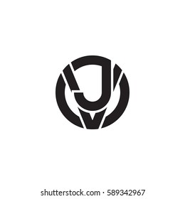 initial letter logo vj, jv, j inside v rounded lowercase black monogram