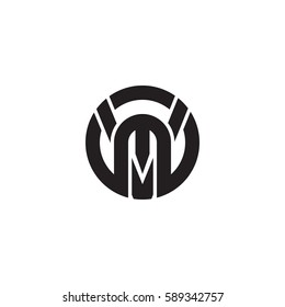 initial letter logo vm, mv, m inside v rounded lowercase black monogram