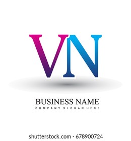 initial letter logo VN colored red and blue, Vector logo design for your business or company identity.