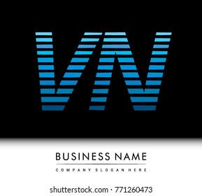initial letter logo VN colored blue with striped compotition, Vector logo design template elements for your business or company identity
