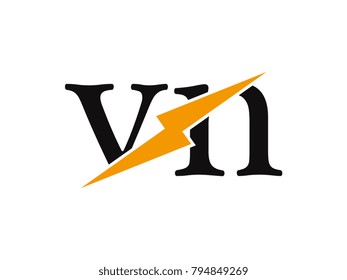 Initial letter logo vn lowercase thunder vector design
