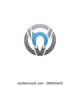 initial letter logo vn, nv, n inside v rounded lowercase blue gray