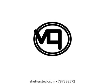 Initial letter logo vq lowercase in a black oval circle