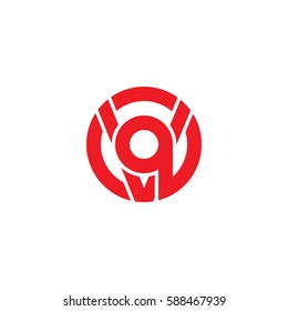 initial letter logo vq, qv, q inside v rounded lowercase red flat