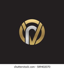 initial letter logo vr, rv, r inside v rounded lowercase logo gold silver
