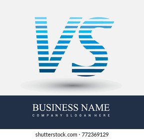 initial letter logo VS colored blue with striped compotition, Vector logo design template elements for your business or company identity
