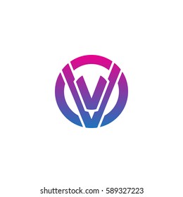 initial letter logo vv, v inside v rounded lowercase purple pink