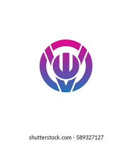 initial letter logo vw, wv, w inside v rounded lowercase purple pink