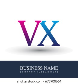 initial letter logo VX colored red and blue, Vector logo design for your business or company identity.