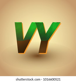 initial letter logo VY colored green and brown with striped composition, Vector logo design template elements for your business or company identity