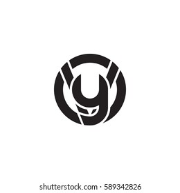 initial letter logo vy, yv, y inside v rounded lowercase black monogram