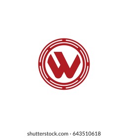 initial letter logo w uppercase red monogram