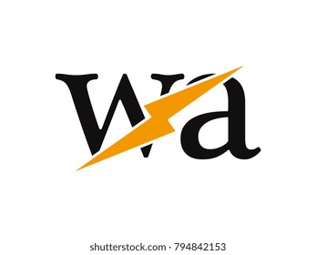 Initial letter logo wa lowercase thunder vector design