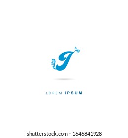 Initial Letter I Logo with water drop Elements. Vector design template elements. Aqua Logo